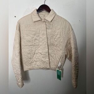 Cream and tan cropped quilted jacket